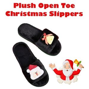 NEW Velvety Soft Plush Open Toe Christmas Slippers